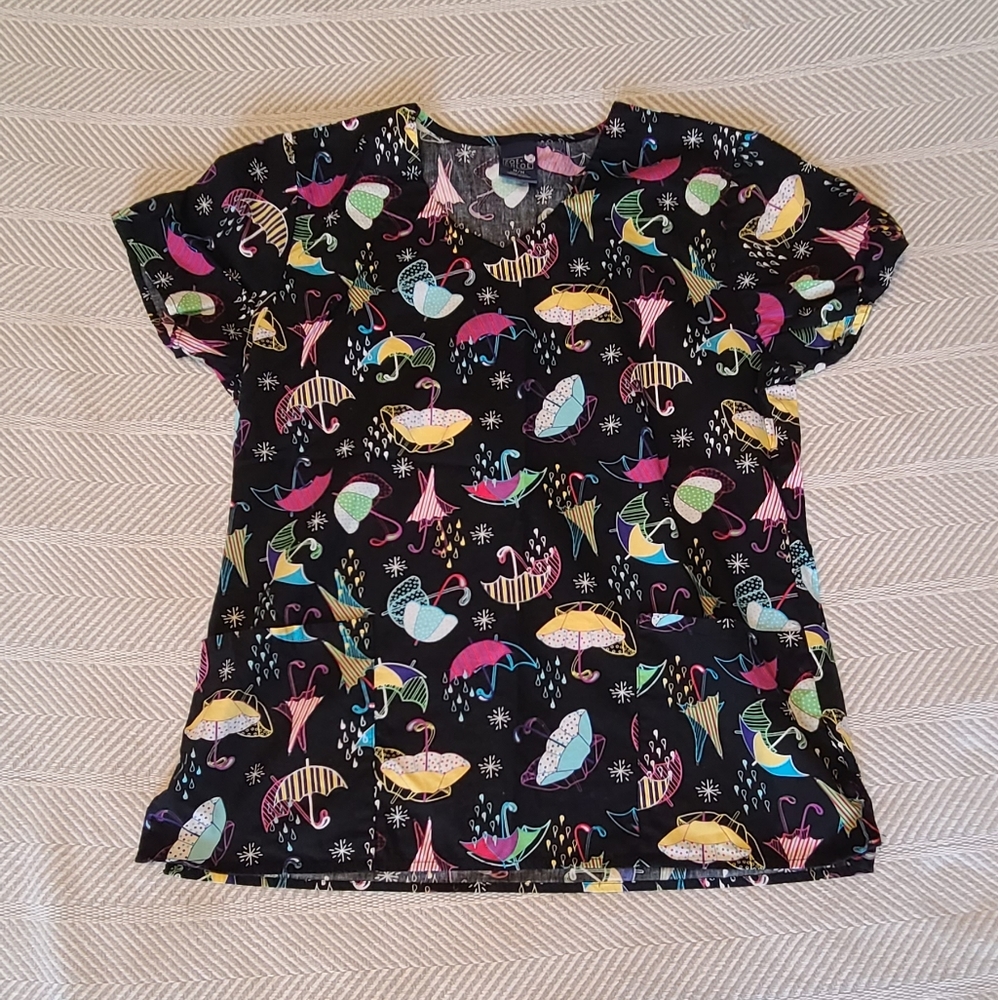 Rainy Day Zoe + Chloe Scrub Top